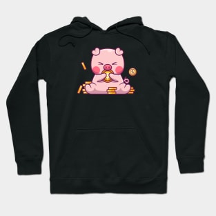 Cute pig with gold  coin Hoodie